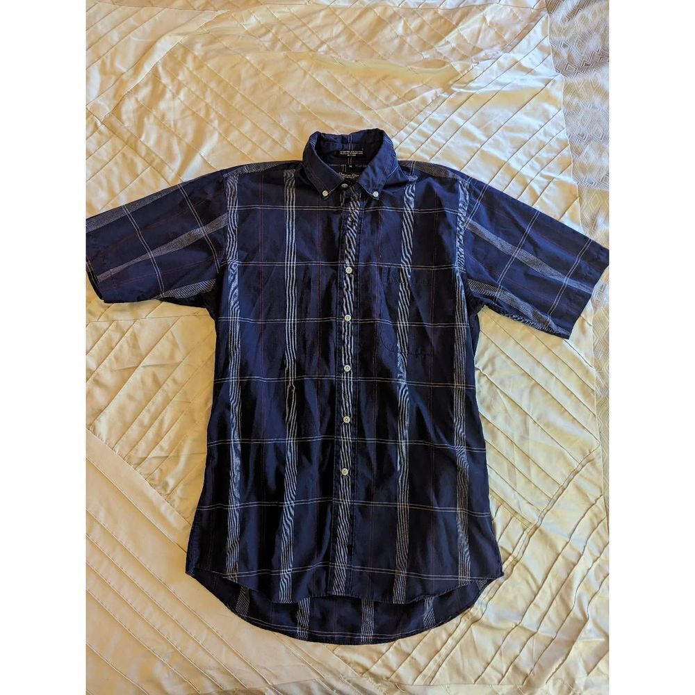 Christian Dior monsieur blue plaid short sleeve button up sz m